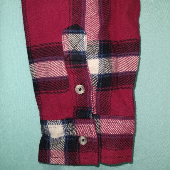 Wrangler red plaid flannel button-down shirt small western ranch - Picture 5 of 10